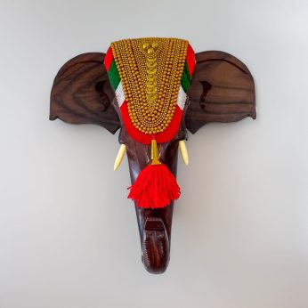 Kerala Cultural Elephant Head Wall(H-14inc,2Kg) Décor With Nettipattam