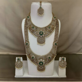 Opulent Gold-Toned Traditional Necklace and Earrings Set