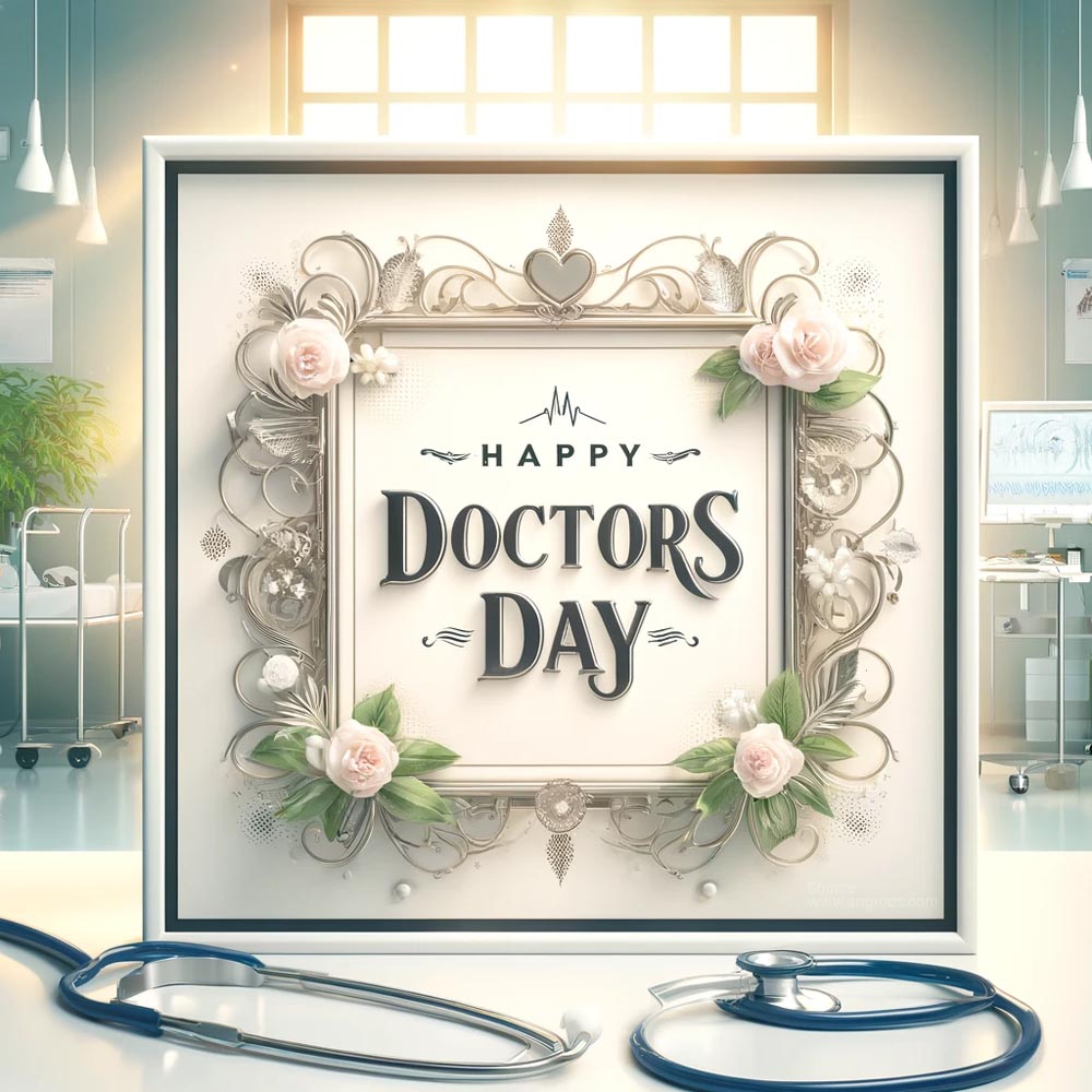 DALL E 2024 06 03 08.59.06 An ultra realistic square image for Doctors Day featuring a beautifully framed photo with the text Happy Doctors Day elegantly written inside the 1 India's Favourite Online Gift Shop