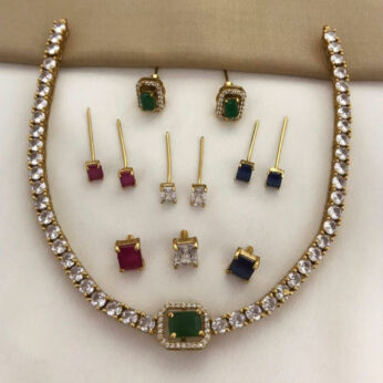 Radiant Multi-Stone Imitation Necklace & Earrings Set