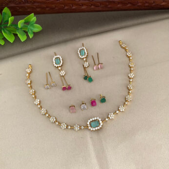 Elegant Multicolored Gemstone Necklace with Earrings