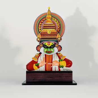 Handcrafted Kerala Kathakali Face Stand – Exquisite Wood Art 8-Inch Height