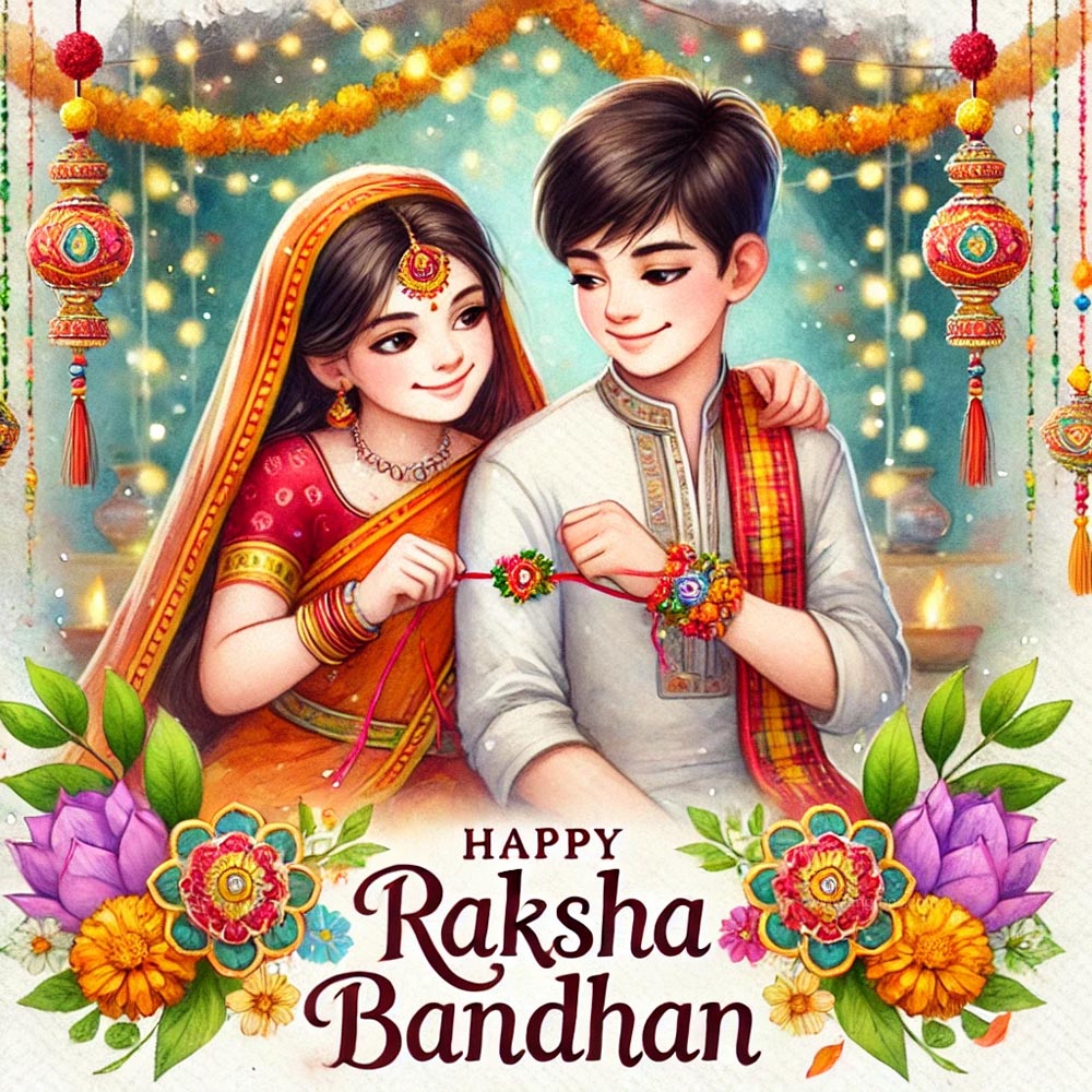 "Happy Raksha Bandhan wishes exchanged during the traditional Rakhi ceremony