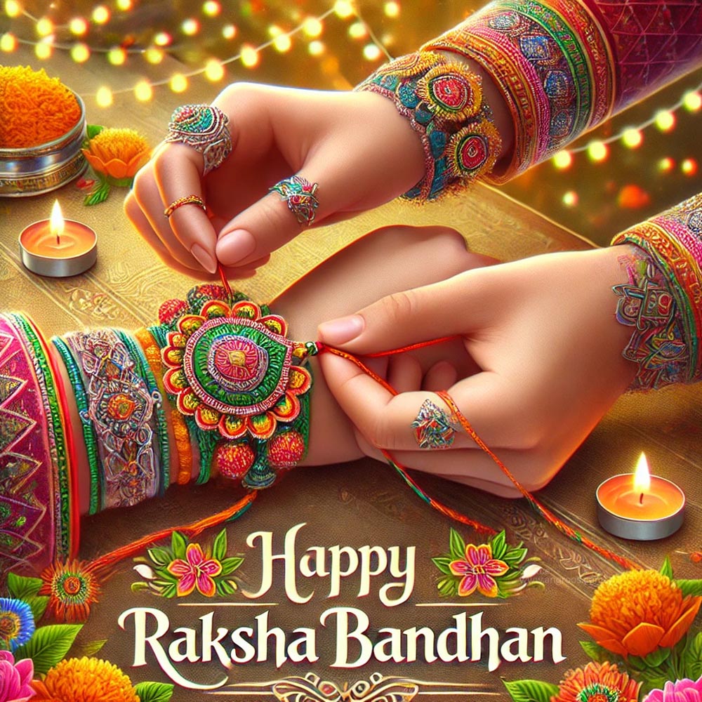 Brother and sister sharing a moment of joy with happy Raksha Bandhan wishes."