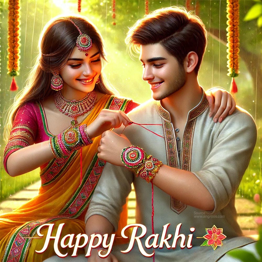 Brother and sister celebrate Raksha Bandhan with happy wishes and rakhi