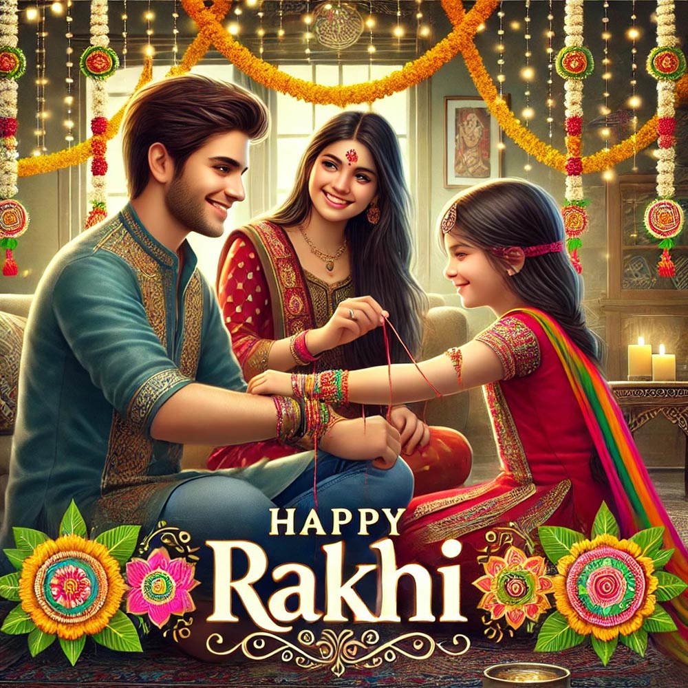 Happy Raksha Bandhan wishes exchanged during the sacred Rakhi tying ceremony.