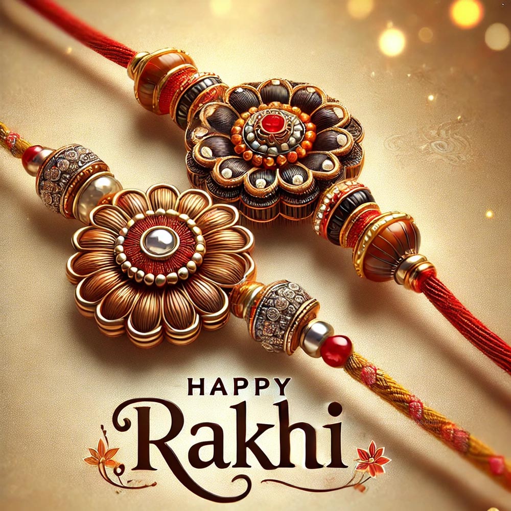 Decorated rakhi for Raksha Bandhan with wishes"