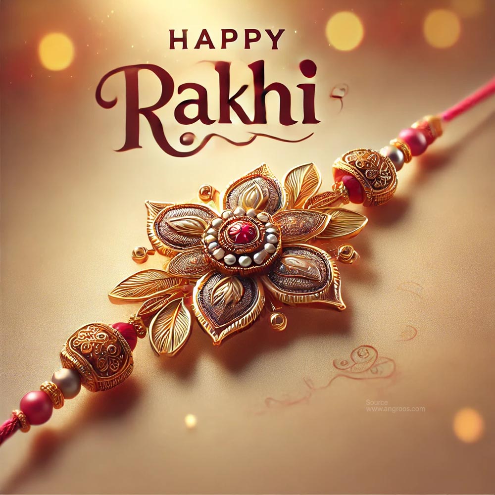 Traditional rakhi for Raksha Bandhan with 'Happy Raksha Bandhan wishes'"