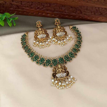 Majestic Peacock Green Necklace Set