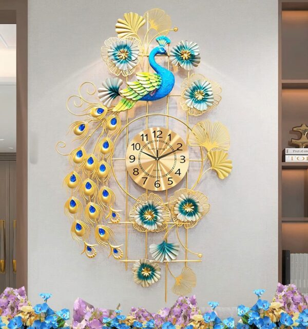 Golden Peacock Wall Clock