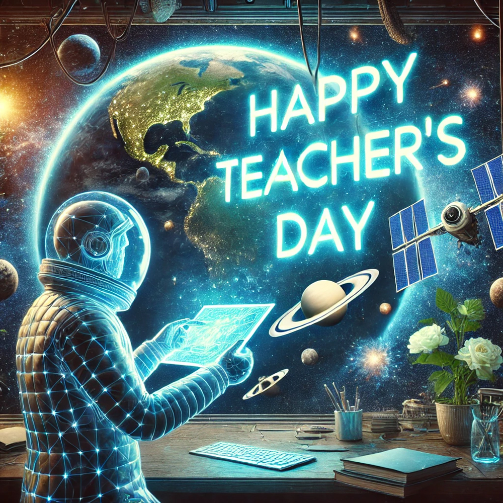 A unique Teachers Day image with a futuristic outer space theme India's Favourite Online Gift Shop