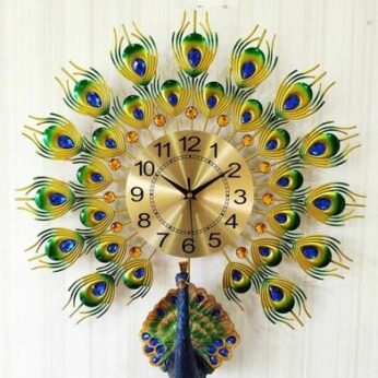 Luxury Peacock 3D Wall Clock – Elegant Decor for Your Living Room