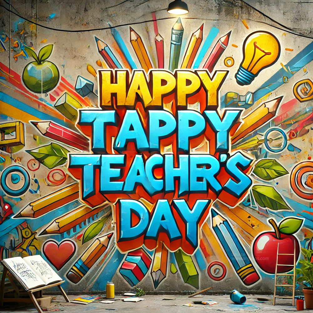 Teachers Day image with an artistic graffiti inspired theme India's Favourite Online Gift Shop