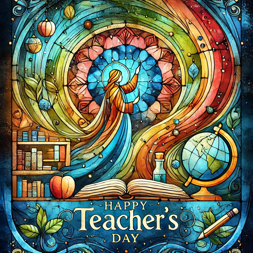 Teachers Day image with a stained glass theme India's Favourite Online Gift Shop