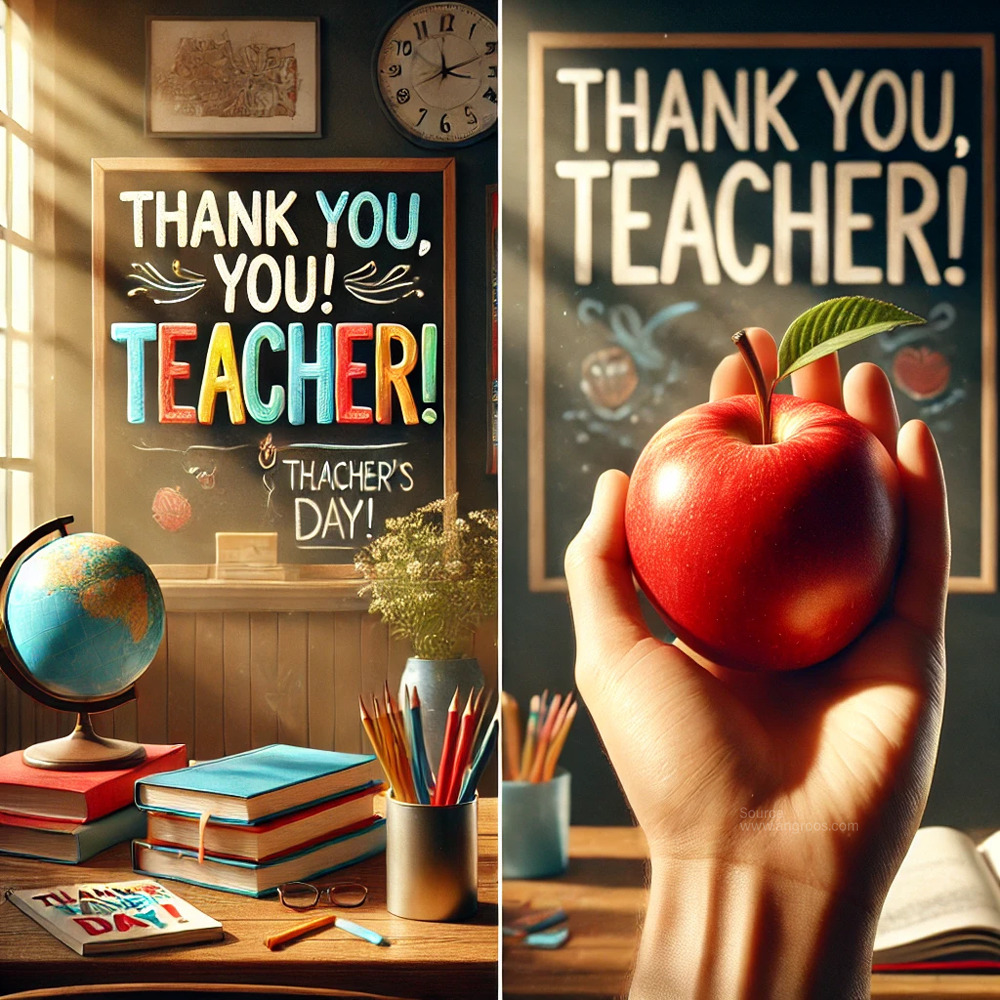 Two realistic images celebrating Teachers Day. The first image features India's Favourite Online Gift Shop