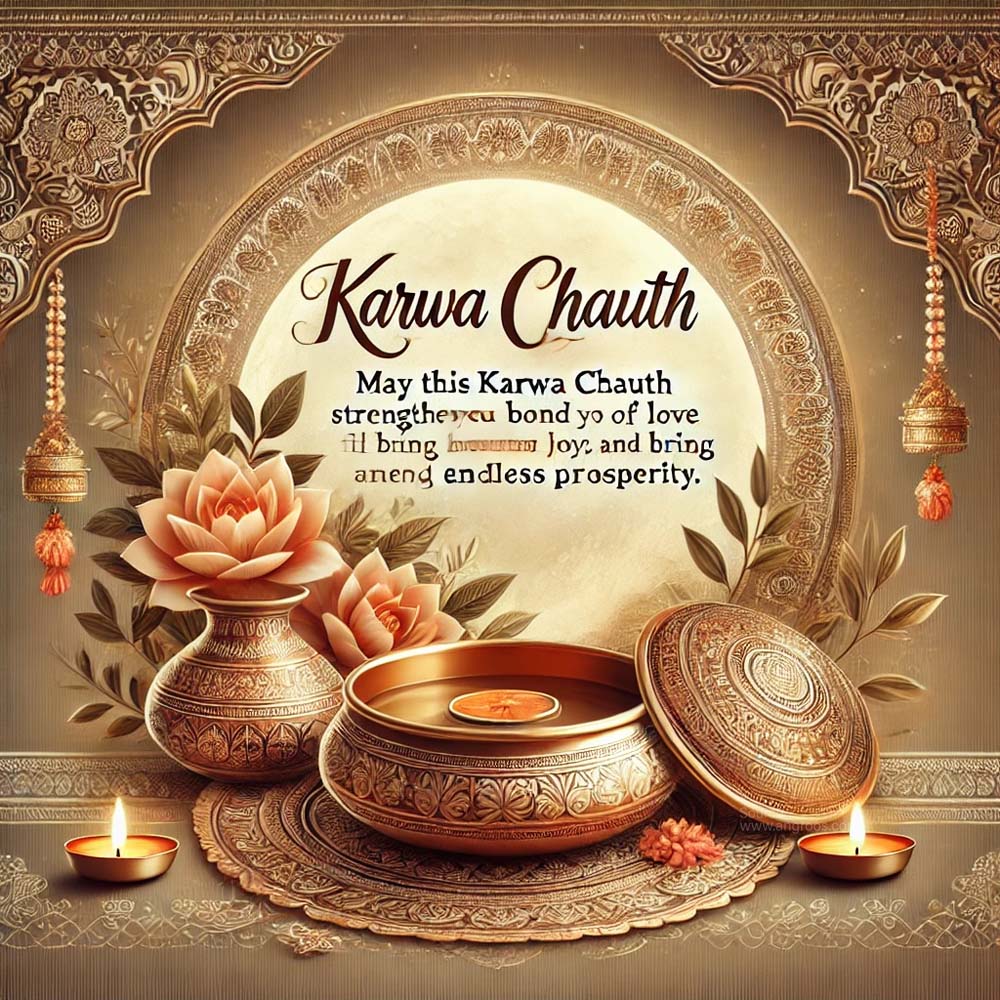 elegant Karwa Chauth image with a large impactful wishes India's Favourite Online Gift Shop