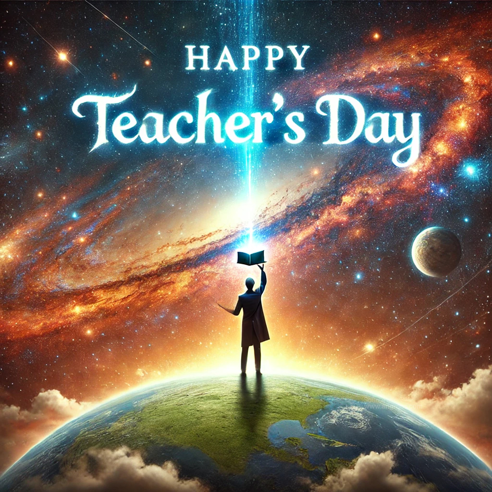 unique Teachers Day image with a cosmic theme India's Favourite Online Gift Shop