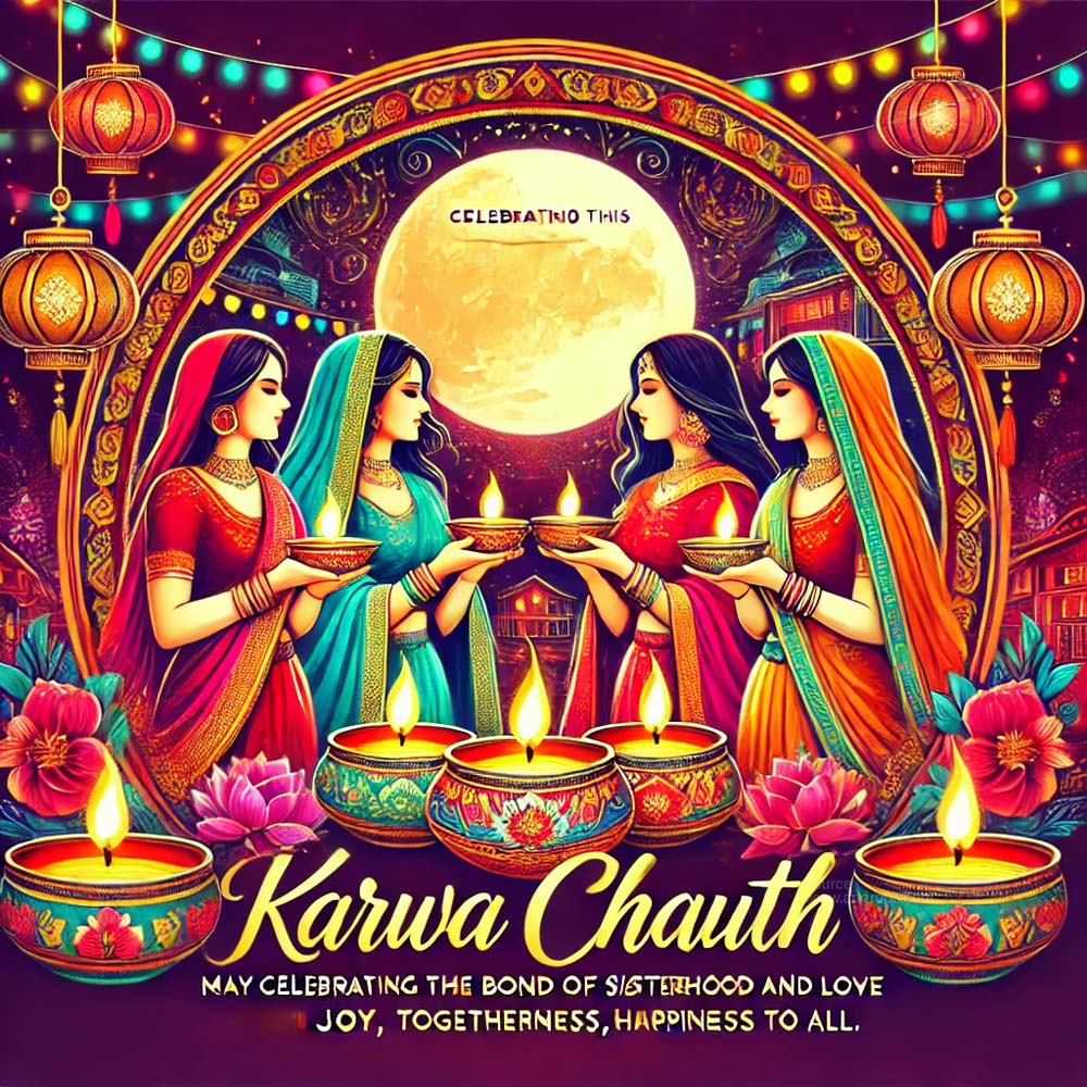 vibrant Karwa Chauth image featuring a group of women India's Favourite Online Gift Shop