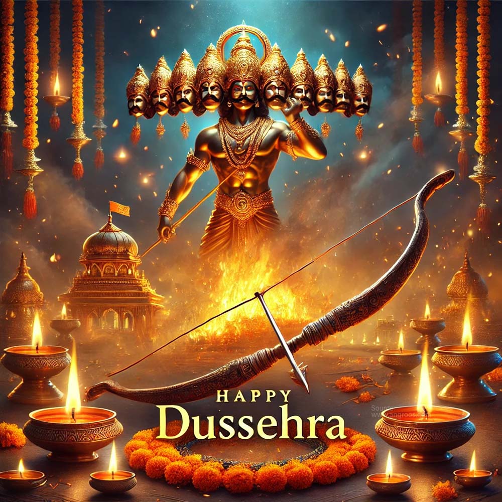 Dussehra greeting card featuring Lord Ramas bow India's Favourite Online Gift Shop