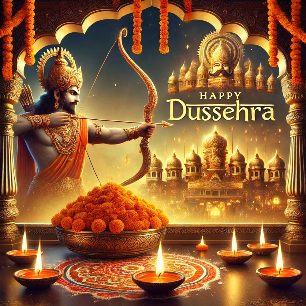 Dussehra greeting card with a focus on traditional elements India's Favourite Online Gift Shop