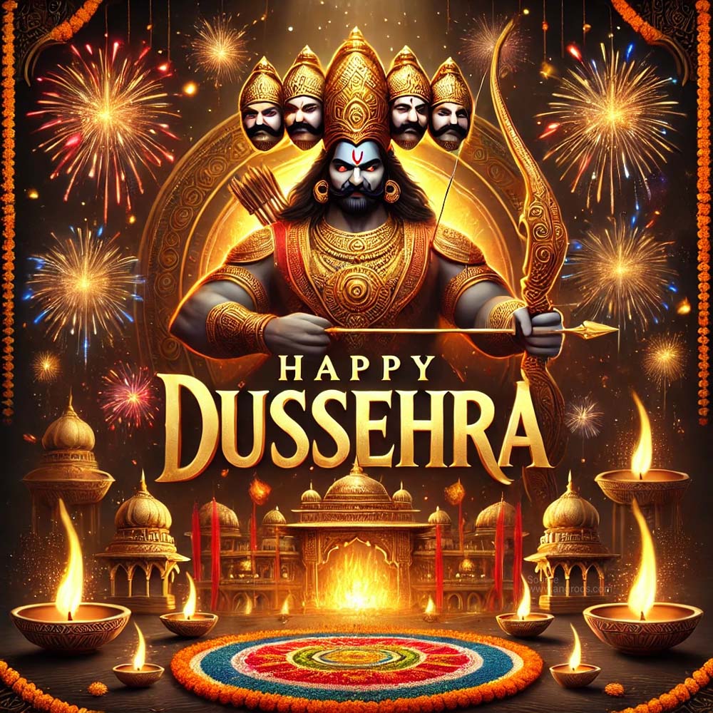 Dussehra greeting card with bold Happy Dussehra wishes India's Favourite Online Gift Shop