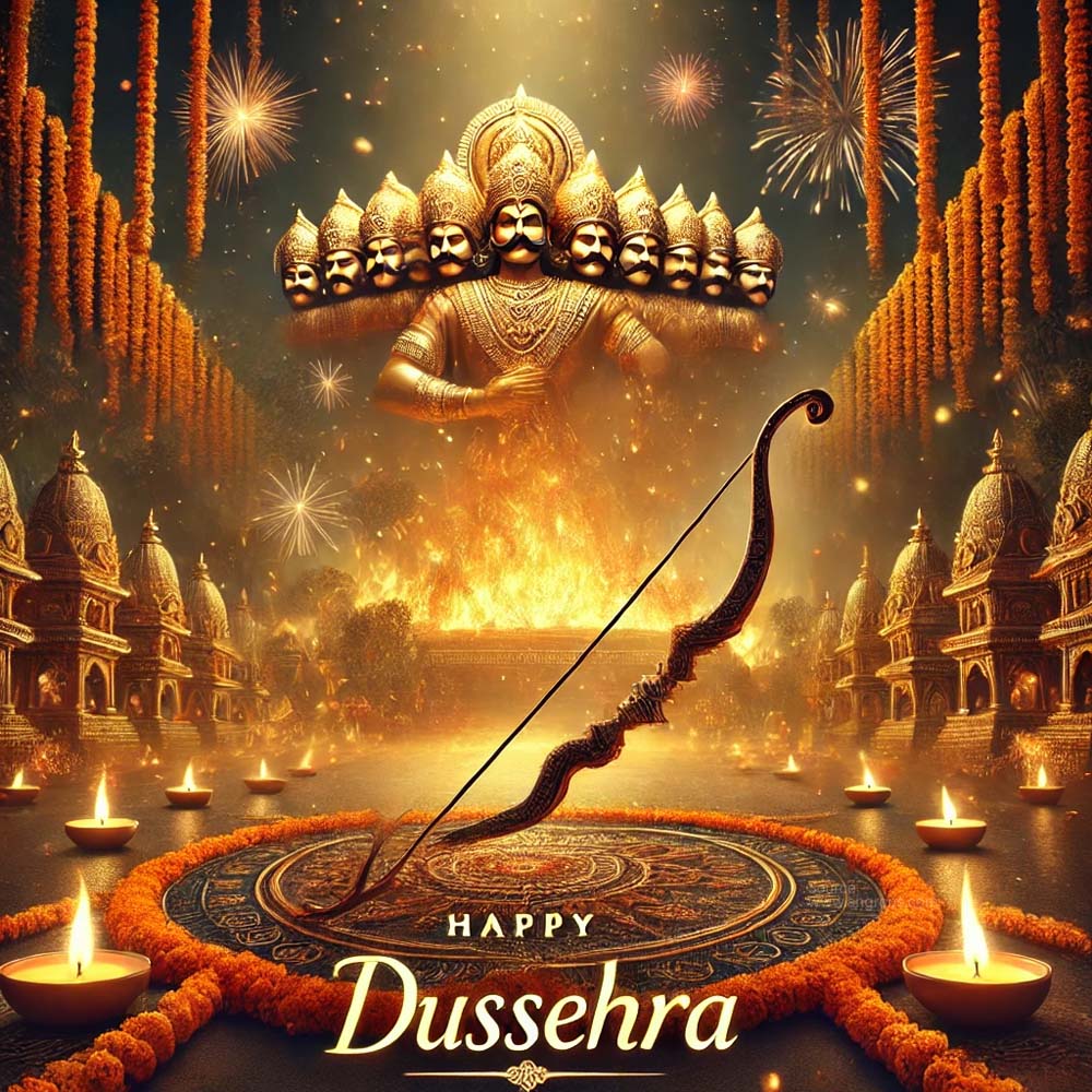 ultra realistic Dussehra greeting card with a serene and festive atmosphere India's Favourite Online Gift Shop